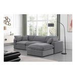 Comfy 119" Velvet Upholstered 4pc. Modular Sectional in Grey