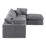 Comfy 119" Velvet Upholstered 4pc. Modular Sectional in Grey