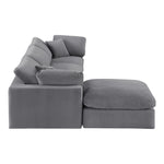 Comfy 119" Velvet Upholstered 4pc. Modular Sectional in Grey