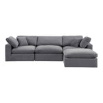 Comfy 119" Velvet Upholstered 4pc. Modular Sectional in Grey