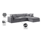 Comfy 119" Velvet Upholstered 4pc. Modular Sectional in Grey