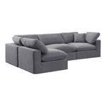 Comfy 119" Velvet Upholstered 4pc. Modular Sectional in Grey