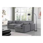 Comfy 119" Velvet Upholstered 4pc. Modular Sectional in Grey