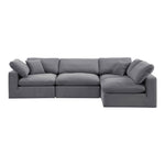 Comfy 119" Velvet Upholstered 4pc. Modular Sectional in Grey