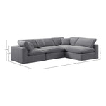 Comfy 119" Velvet Upholstered 4pc. Modular Sectional in Grey