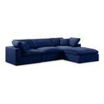 Comfy 119" Velvet Upholstered 4pc. Modular Sectional in Navy