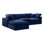 Comfy 119" Velvet Upholstered 4pc. Modular Sectional in Navy