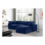 Comfy 119" Velvet Upholstered 4pc. Modular Sectional in Navy