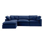 Comfy 119" Velvet Upholstered 4pc. Modular Sectional in Navy