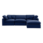 Comfy 119" Velvet Upholstered 4pc. Modular Sectional in Navy