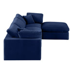 Comfy 119" Velvet Upholstered 4pc. Modular Sectional in Navy