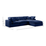Comfy 119" Velvet Upholstered 4pc. Modular Sectional in Navy