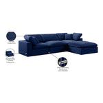 Comfy 119" Velvet Upholstered 4pc. Modular Sectional in Navy