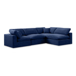 Comfy 119" Velvet Upholstered 4pc. Modular Sectional in Navy