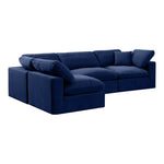 Comfy 119" Velvet Upholstered 4pc. Modular Sectional in Navy