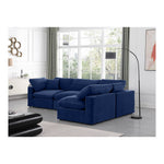 Comfy 119" Velvet Upholstered 4pc. Modular Sectional in Navy