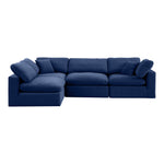 Comfy 119" Velvet Upholstered 4pc. Modular Sectional in Navy