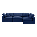 Comfy 119" Velvet Upholstered 4pc. Modular Sectional in Navy