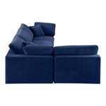 Comfy 119" Velvet Upholstered 4pc. Modular Sectional in Navy