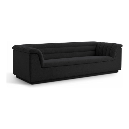 Cascade 94" Boucle Fabric Upholstered Sofa in Black
