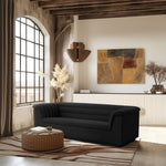 Cascade 94" Boucle Fabric Upholstered Sofa in Black