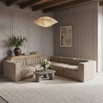 Rummi Velvet Performance Fabric Upholstered 5pc. Modular Sectional in Beige