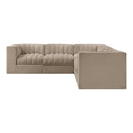 Rummi Velvet Performance Fabric Upholstered 5pc. Modular Sectional in Beige