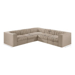 Rummi Velvet Performance Fabric Upholstered 5pc. Modular Sectional in Beige