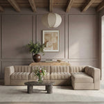 Rummi Velvet Performance Fabric Upholstered 5pc. Modular Sectional in Beige