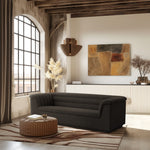 Cascade 94" Boucle Fabric Upholstered Sofa in Brown