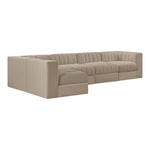 Rummi Velvet Performance Fabric Upholstered 5pc. Modular Sectional in Beige