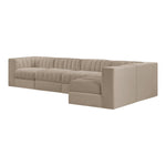 Rummi Velvet Performance Fabric Upholstered 5pc. Modular Sectional in Beige