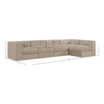 Rummi Velvet Performance Fabric Upholstered 5pc. Modular Sectional in Beige