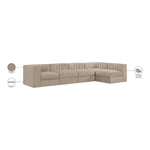 Rummi Velvet Performance Fabric Upholstered 5pc. Modular Sectional in Beige