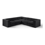Rummi Velvet Performance Fabric Upholstered 5pc. Modular Sectional in Black