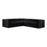 Rummi Velvet Performance Fabric Upholstered 5pc. Modular Sectional in Black