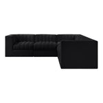Rummi Velvet Performance Fabric Upholstered 5pc. Modular Sectional in Black