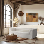 Cascade 94" Boucle Fabric Upholstered Sofa in Cream