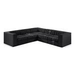 Rummi Velvet Performance Fabric Upholstered 5pc. Modular Sectional in Black