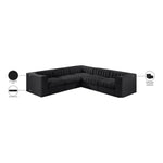 Rummi Velvet Performance Fabric Upholstered 5pc. Modular Sectional in Black