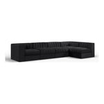 Rummi Velvet Performance Fabric Upholstered 5pc. Modular Sectional in Black