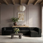 Rummi Velvet Performance Fabric Upholstered 5pc. Modular Sectional in Black