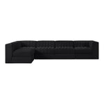 Rummi Velvet Performance Fabric Upholstered 5pc. Modular Sectional in Black