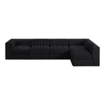 Rummi Velvet Performance Fabric Upholstered 5pc. Modular Sectional in Black