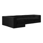 Rummi Velvet Performance Fabric Upholstered 5pc. Modular Sectional in Black