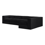 Rummi Velvet Performance Fabric Upholstered 5pc. Modular Sectional in Black