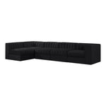 Rummi Velvet Performance Fabric Upholstered 5pc. Modular Sectional in Black
