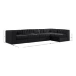 Rummi Velvet Performance Fabric Upholstered 5pc. Modular Sectional in Black