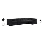 Rummi Velvet Performance Fabric Upholstered 5pc. Modular Sectional in Black