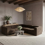 Rummi Velvet Performance Fabric Upholstered 5pc. Modular Sectional in Brown